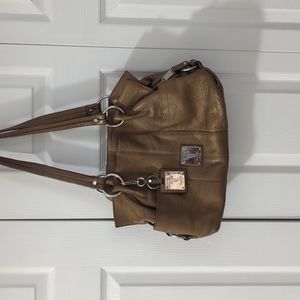 Tignanello gold leather shoulder bag